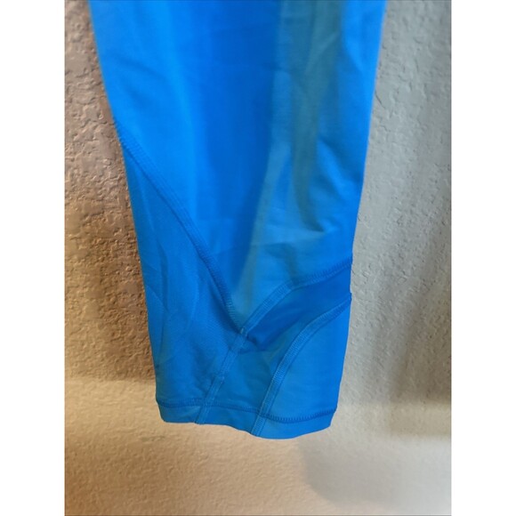 Lululemon Athletica Neon Blue Grey Detail Crop Leggings Zipper Back Pocket Sz 4, - Picture 5 of 8